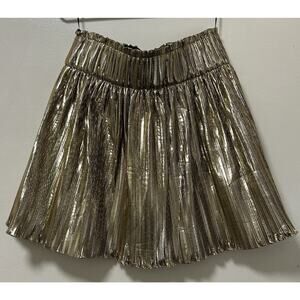 sass & bide Atomic Gold Metallic Pleated Mini Skirt